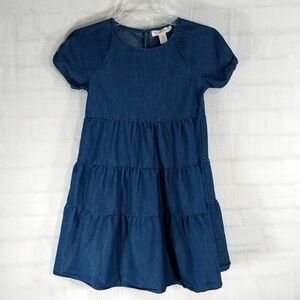 🔵BOGO FREE🔵 Girls Blue Chambray Tiered Dress Sz 10